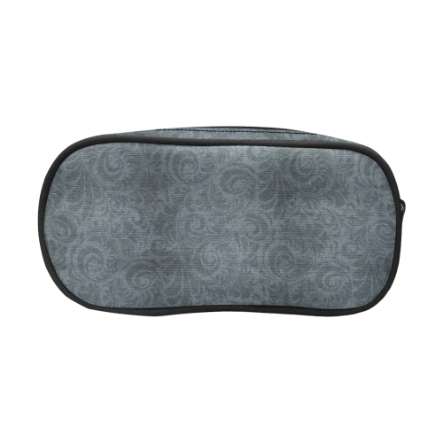Denim with vintage floral pattern, grey, green Pencil Pouch/Large (Model 1680)