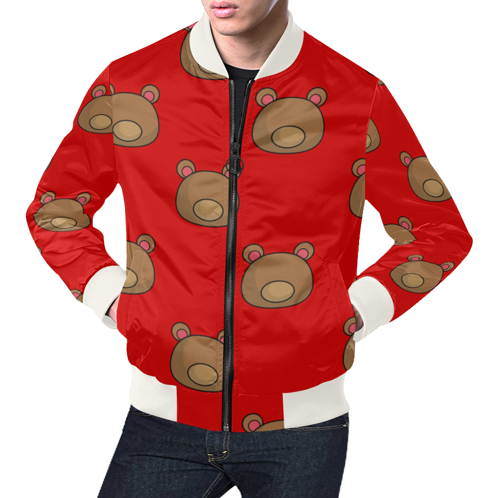Bears red All Over Print Bomber Jacket for Men (Model H19)