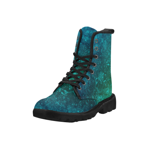 Blue and Green Abstract Martin Boots for Women (Black) (Model 1203H)