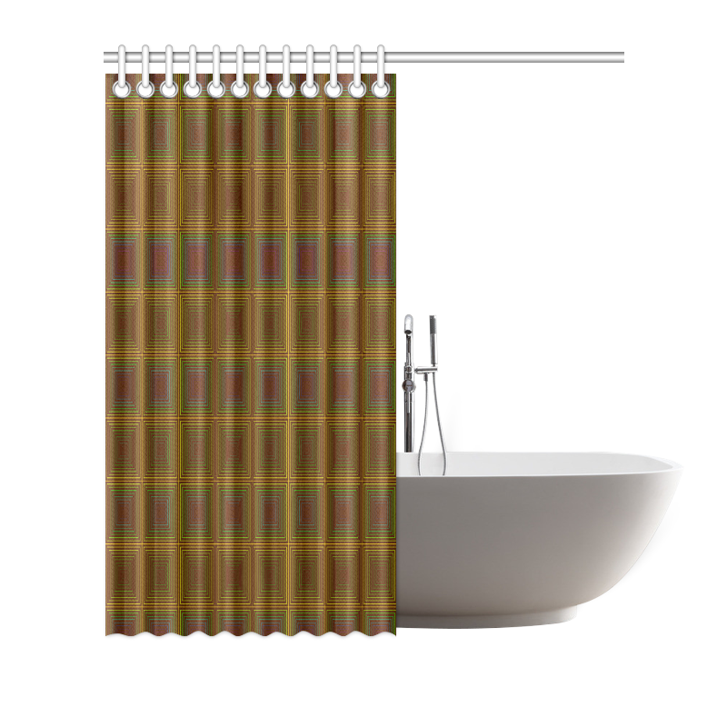 Golden brown multicolored multiple squares Shower Curtain 72"x72"