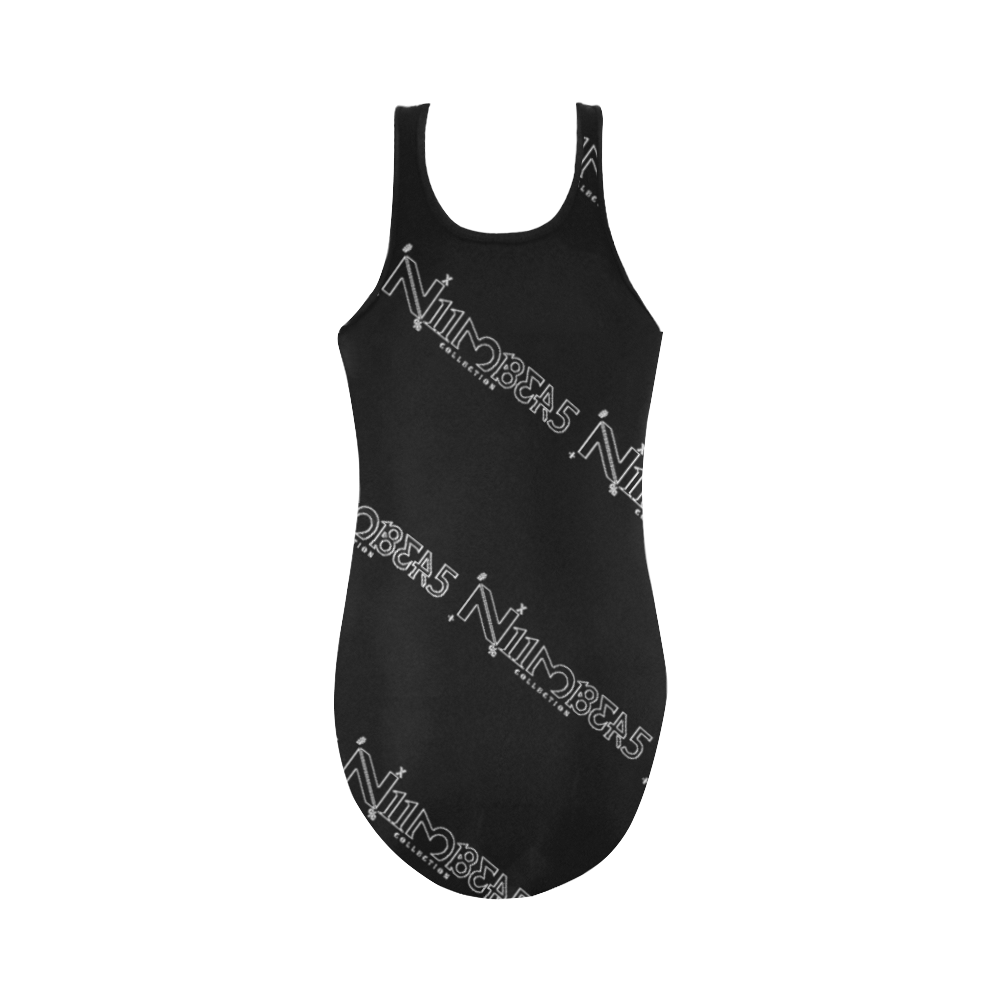 NUMBERS Collection Logo Outline Black Vest One Piece Swimsuit (Model S04)