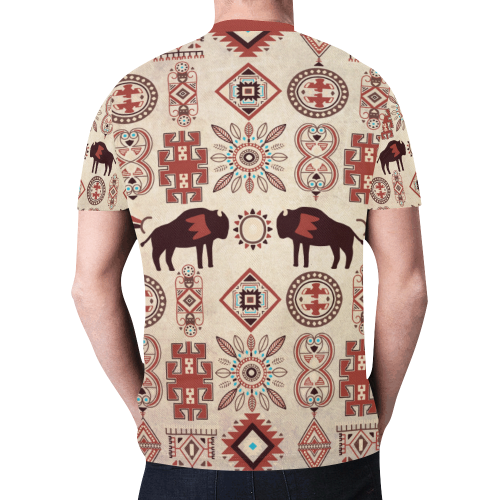 American Native Buffalo New All Over Print T-shirt for Men (Model T45)