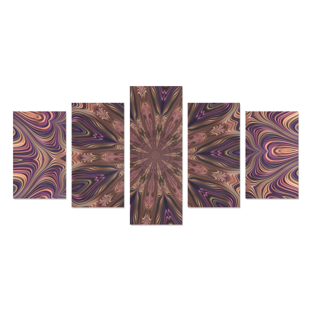 Pastel Satin Ribbons Fractal Mandala 7 Canvas Print Sets C (No Frame)