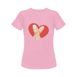 Red Heart Fingers / Pink Women's Classic T-Shirt (Model T17）