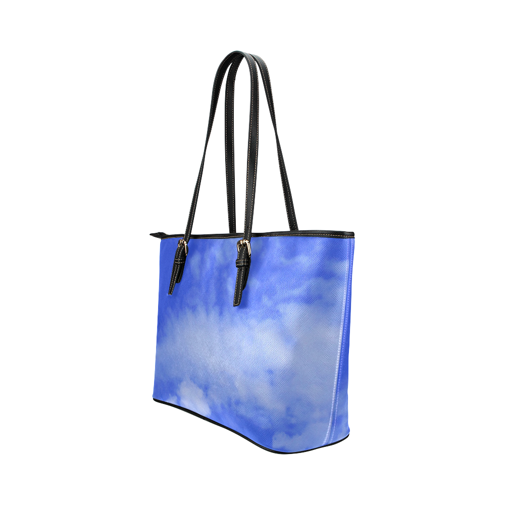 Blue Clouds Leather Tote Bag/Large (Model 1651)