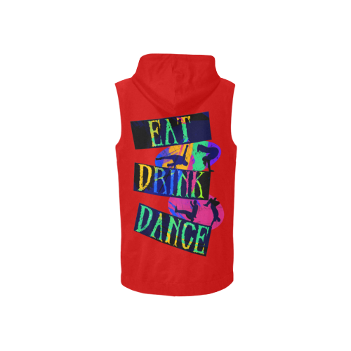 Break Dancing Colorful / Red All Over Print Sleeveless Zip Up Hoodie for Women (Model H16)
