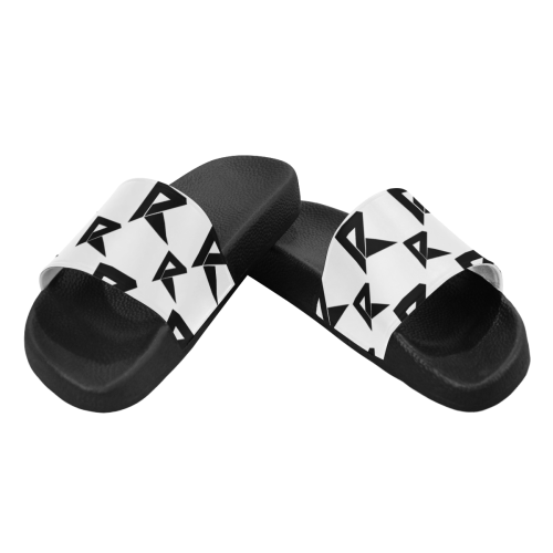 Black & White Pattern Slide Men's Slide Sandals (Model 057)