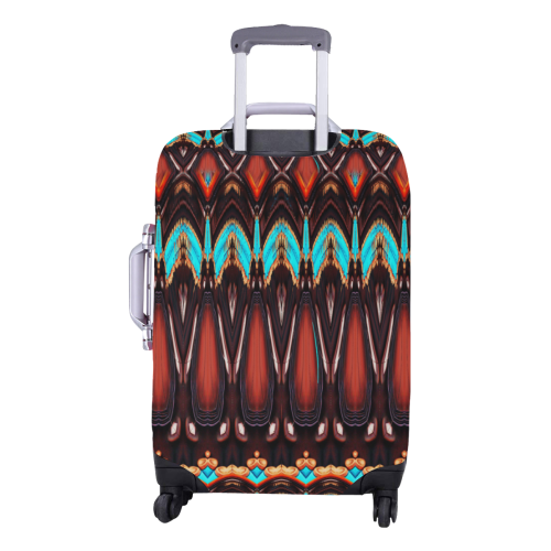 K172 Wood and Turquoise Abstract Luggage Cover/Medium 22"-25"