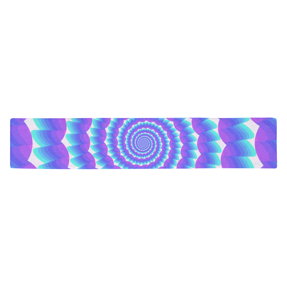 Blue and pink spiral Table Runner 14x72 inch