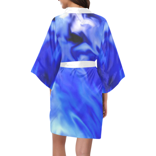 Light Blue silver waves Kimono Robe