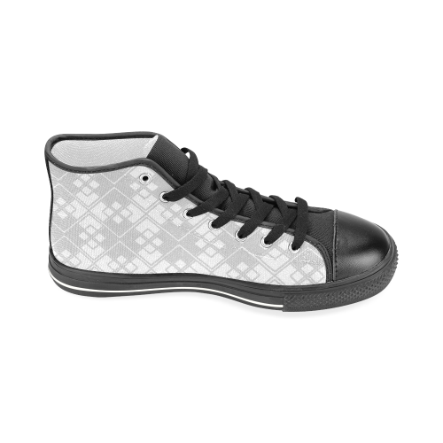 Abstract geometric pattern - gray and white. Men’s Classic High Top Canvas Shoes (Model 017)