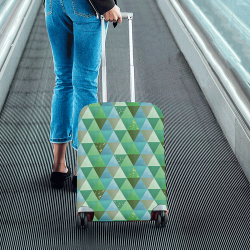 Triangle Pattern - Green Teal Khaki Moss Luggage Cover/Small 18"-21"