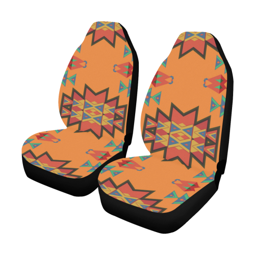 Misc shapes on an orange background Car Seat Covers (Set of 2)