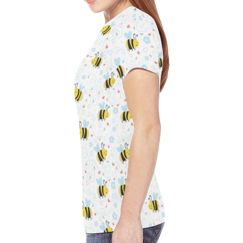 Cute Bee Pattern New All Over Print T-shirt for Women (Model T45)