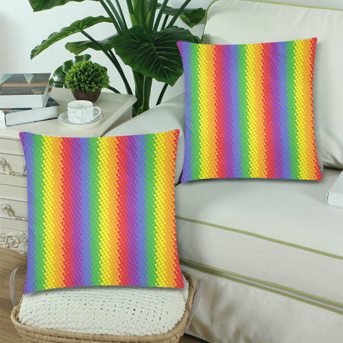 Rainbow Pattern by K.Merske Custom Zippered Pillow Cases 18"x 18" (Twin Sides) (Set of 2)