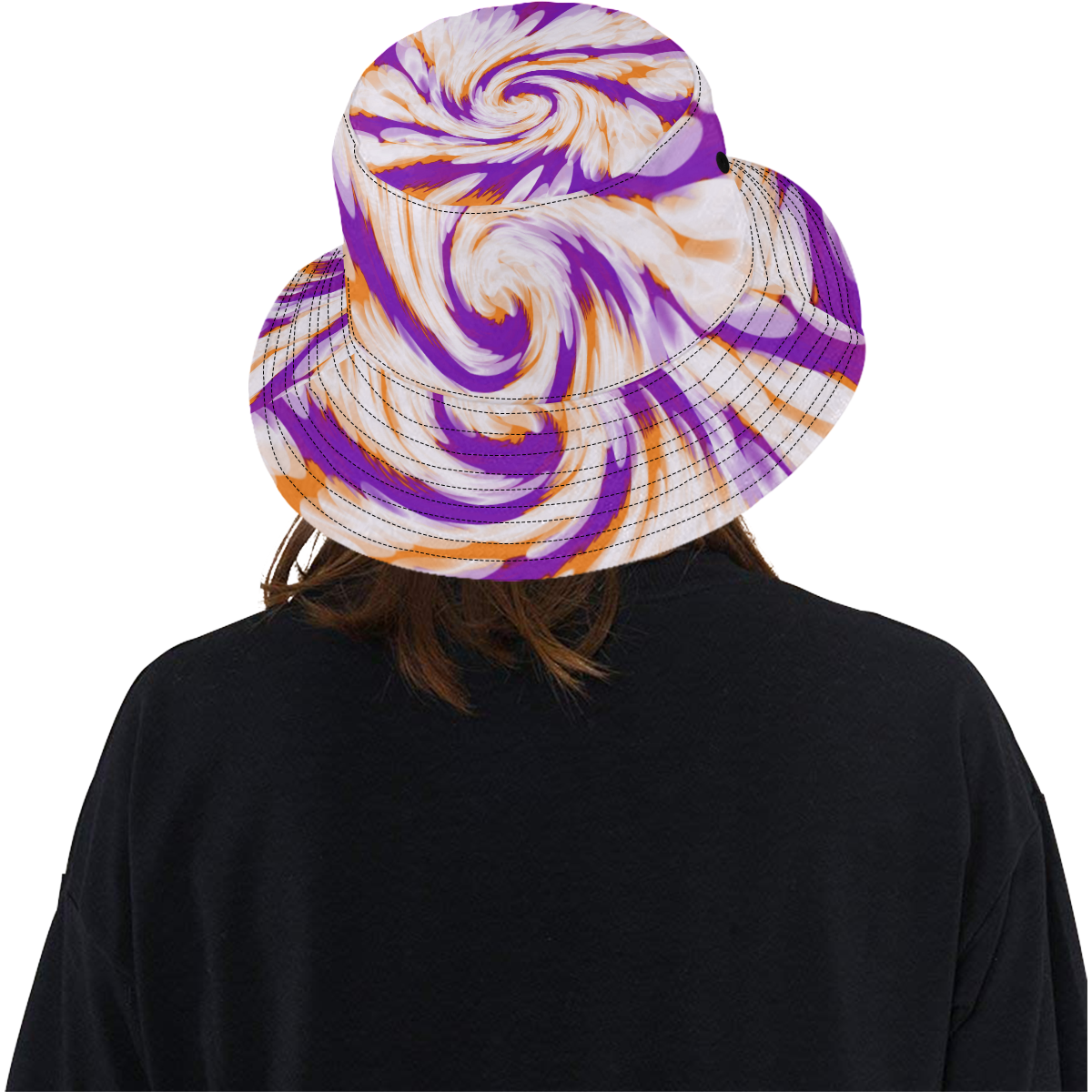 Purple Orange Tie Dye Swirl Abstract All Over Print Bucket Hat