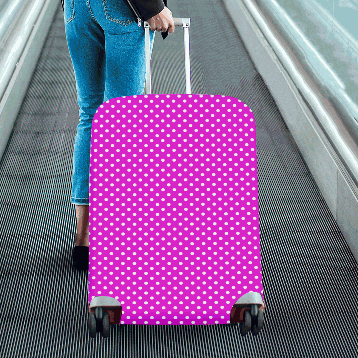 Pink polka dots Luggage Cover/Large 26"-28"