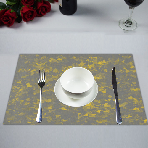Gray and Yellow Paint Splash Placemat 14’’ x 19’’ (Six Pieces)