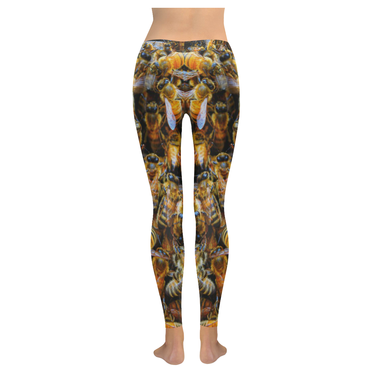 HONEY BEES 7 Women's Low Rise Leggings (Invisible Stitch) (Model L05)