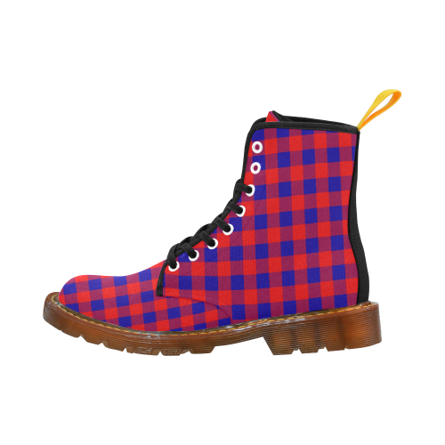 Red and Blue Checkered Martin Boots For Men Model 1203H
