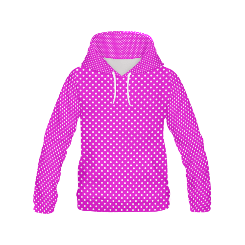 Pink polka dots All Over Print Hoodie for Women (USA Size) (Model H13)