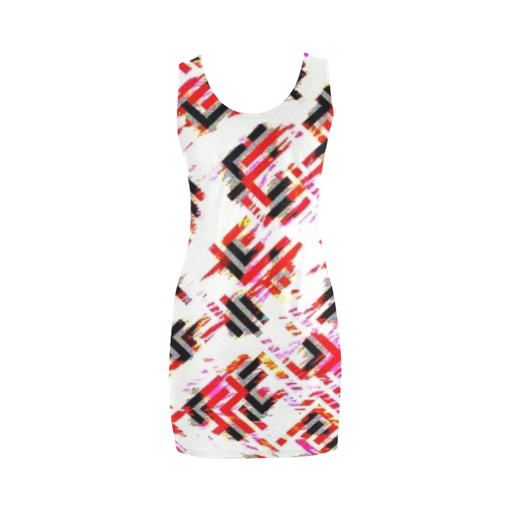 Weird red and black design on white dress medea vest dress by FlipStylez Designs Medea Vest Dress (Model D06)