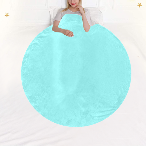 color ice blue Circular Ultra-Soft Micro Fleece Blanket 60"