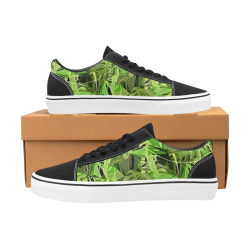 Tropical Jungle Leaves Camouflage Women's Low Top Skateboarding Shoes/Large (Model E001-2)