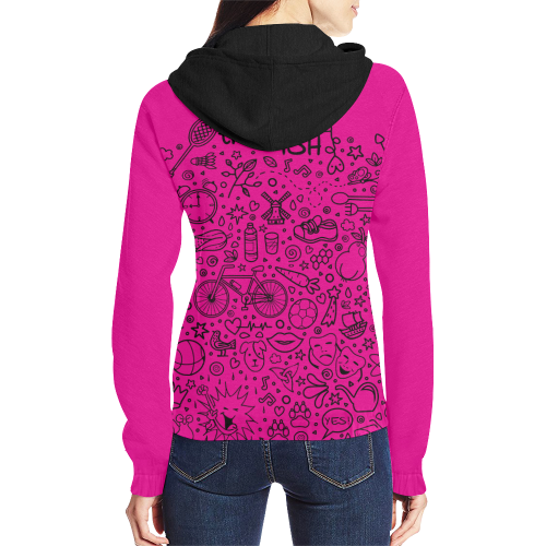 Picture Search Riddle - Find The Fish 1 All Over Print Full Zip Hoodie for Women (Model H14)