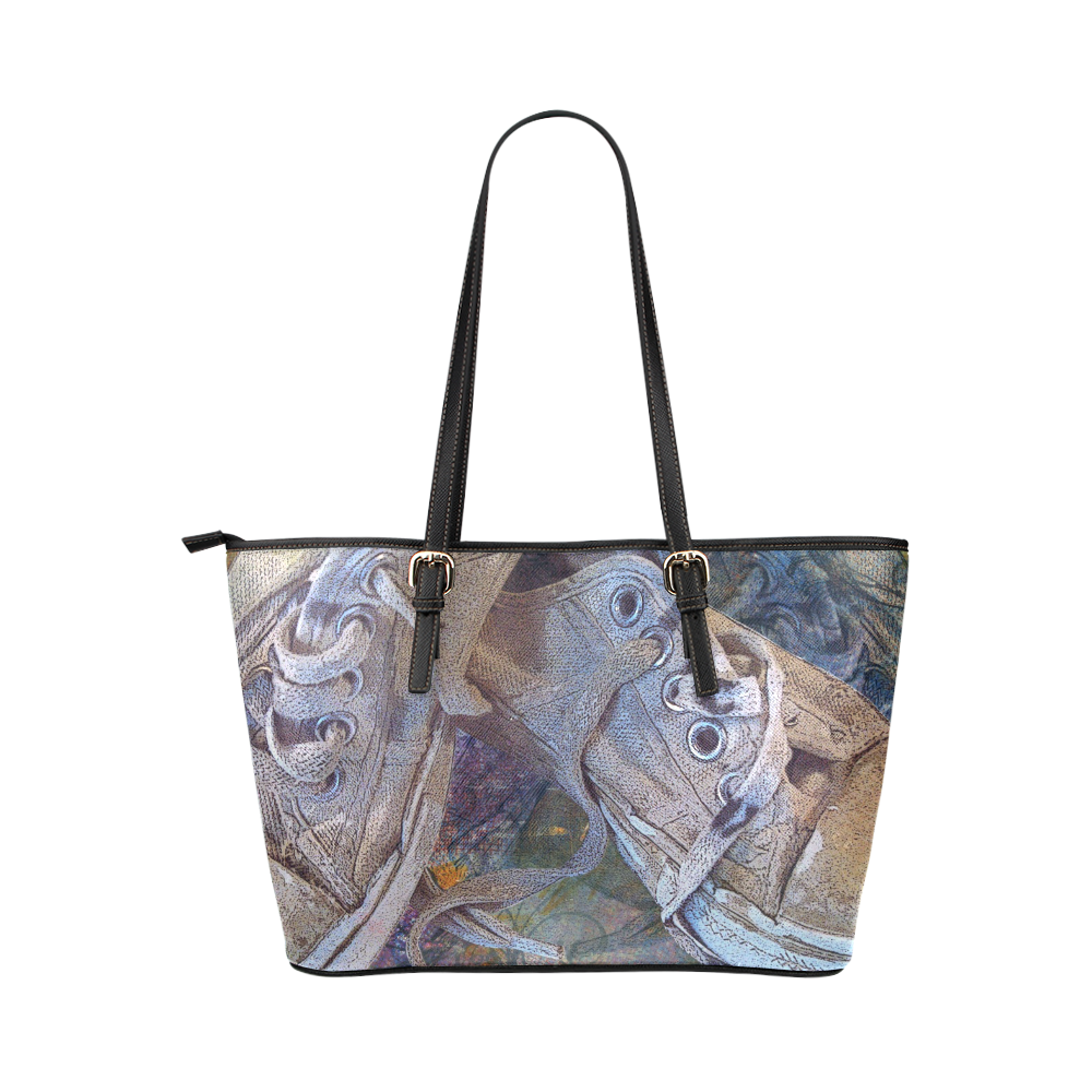 Sneakers In Blue Leather Tote Bag/Large (Model 1651)