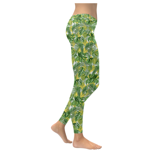 Palm Leaves Women's Low Rise Leggings (Invisible Stitch) (Model L05)