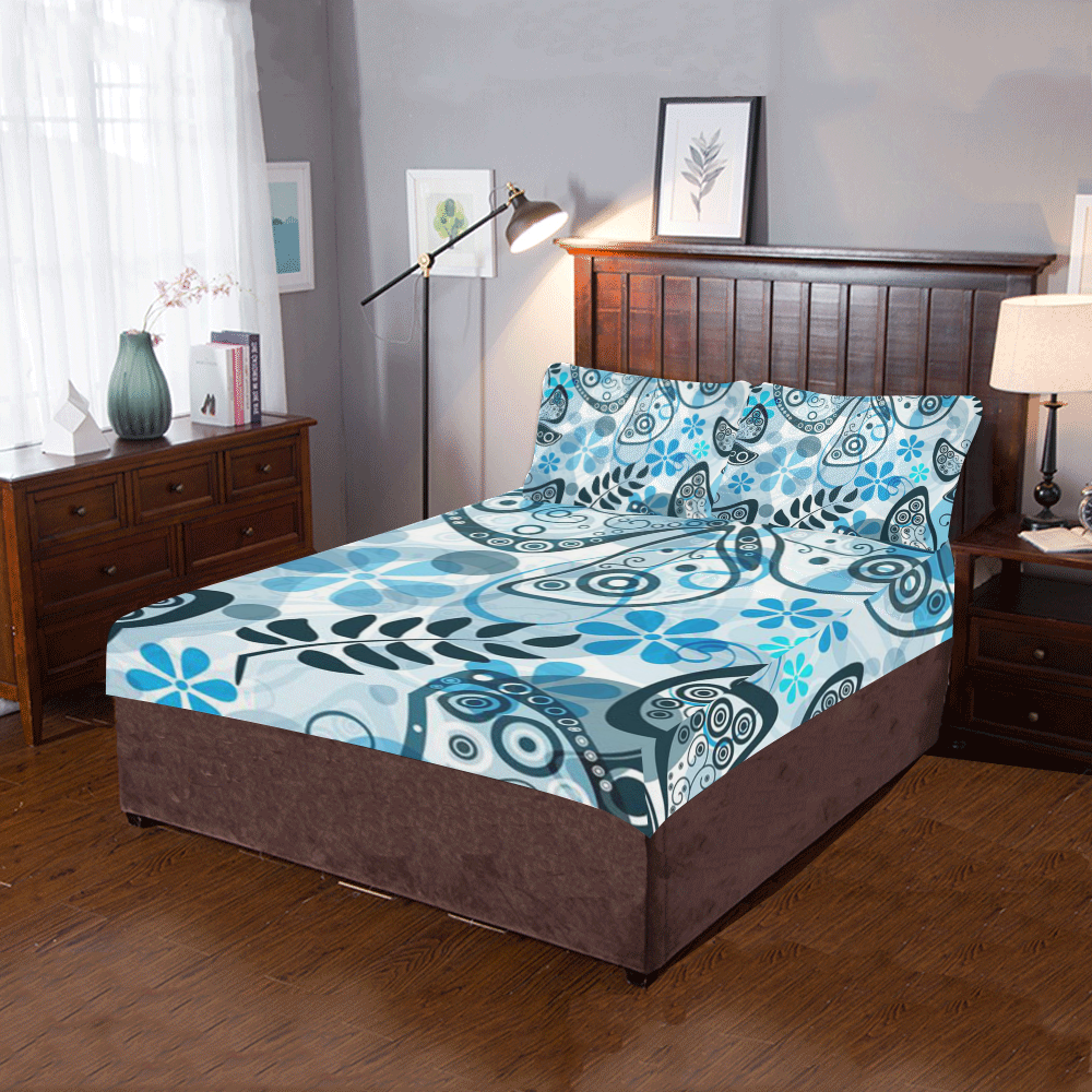 Colorful Butterflies and Flowers V7 3-Piece Bedding Set