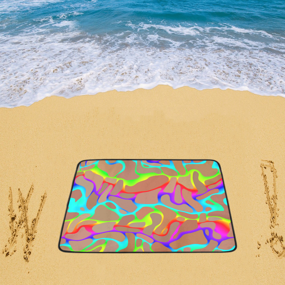 Colorful wavy shapes Beach Mat 78"x 60"