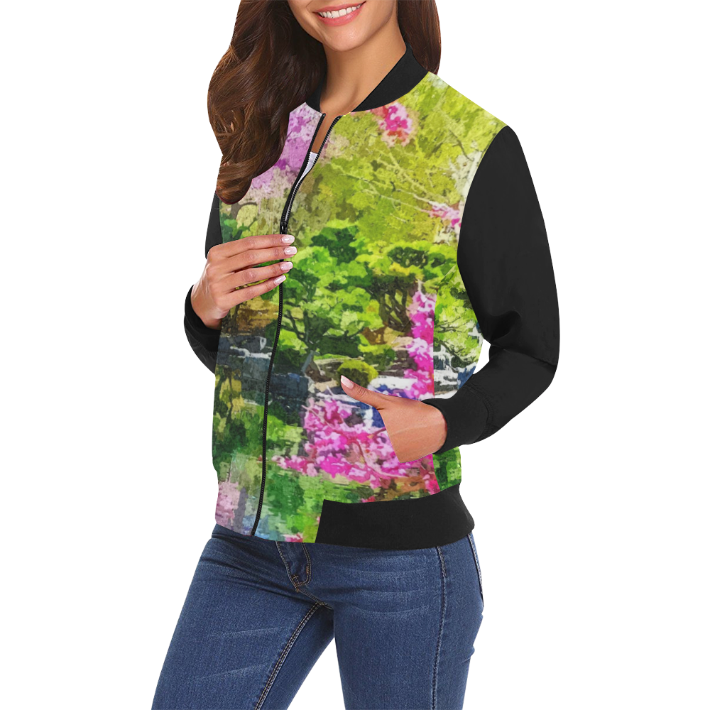 oriental garden All Over Print Bomber Jacket for Women (Model H19)