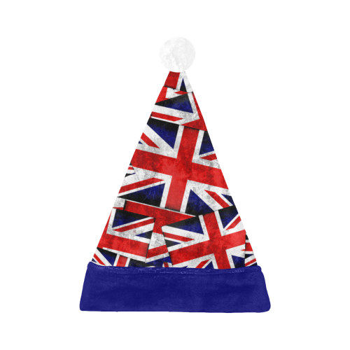 Union Jack British UK Flag Blue Trim Santa Hat