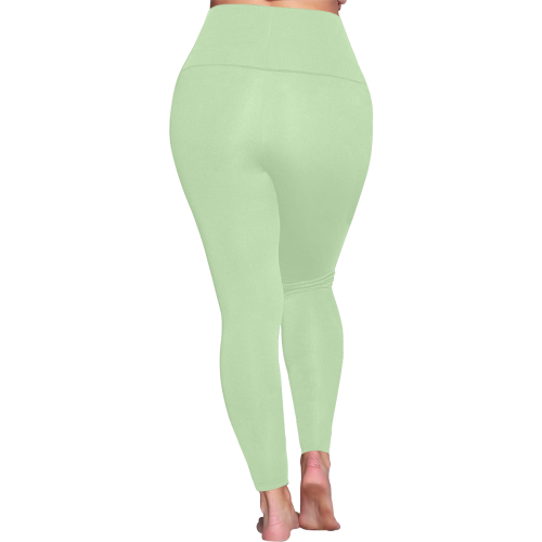 color tea green Women's Plus Size High Waist Leggings (Model L44)