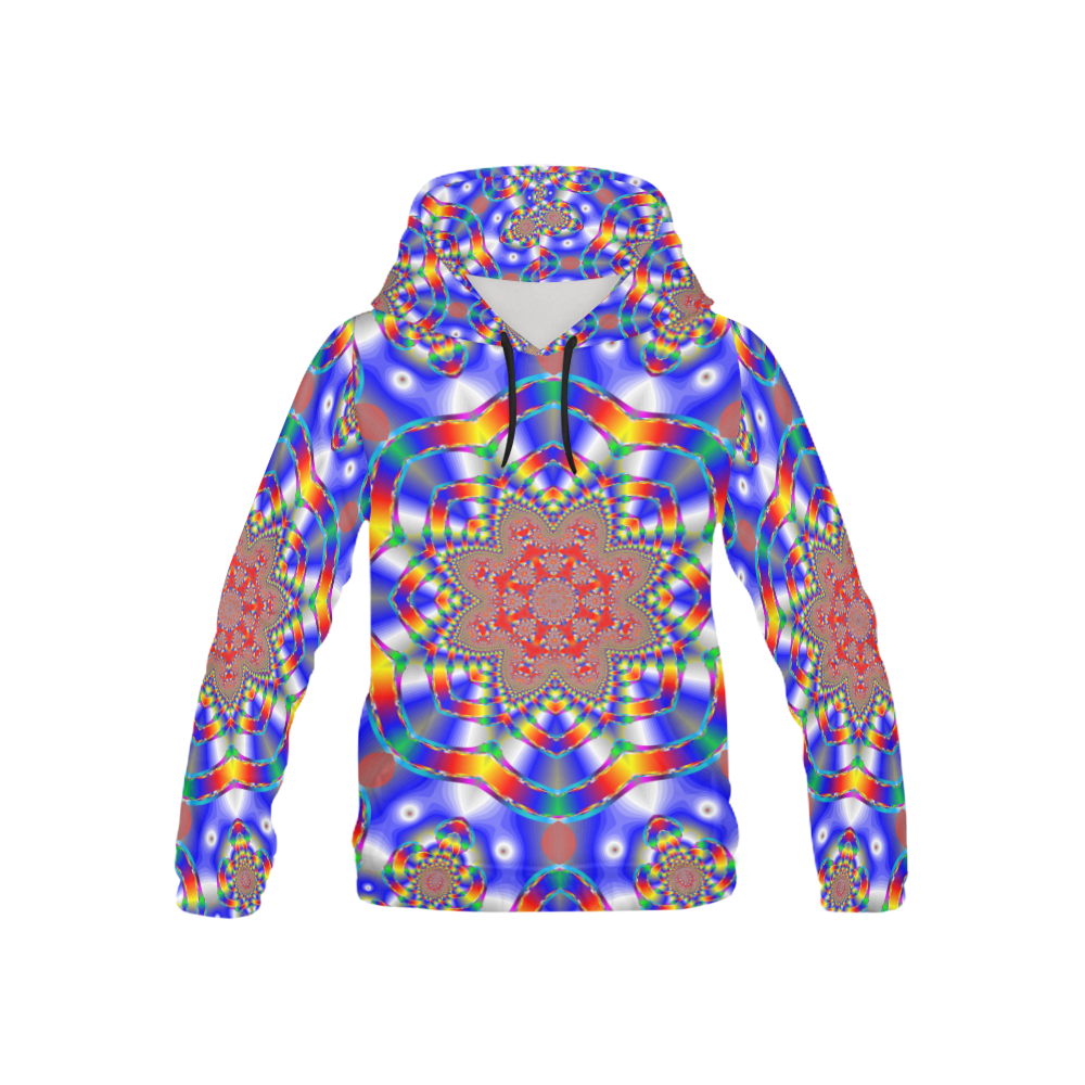 Blue Star All Over Print Hoodie for Kid (USA Size) (Model H13)