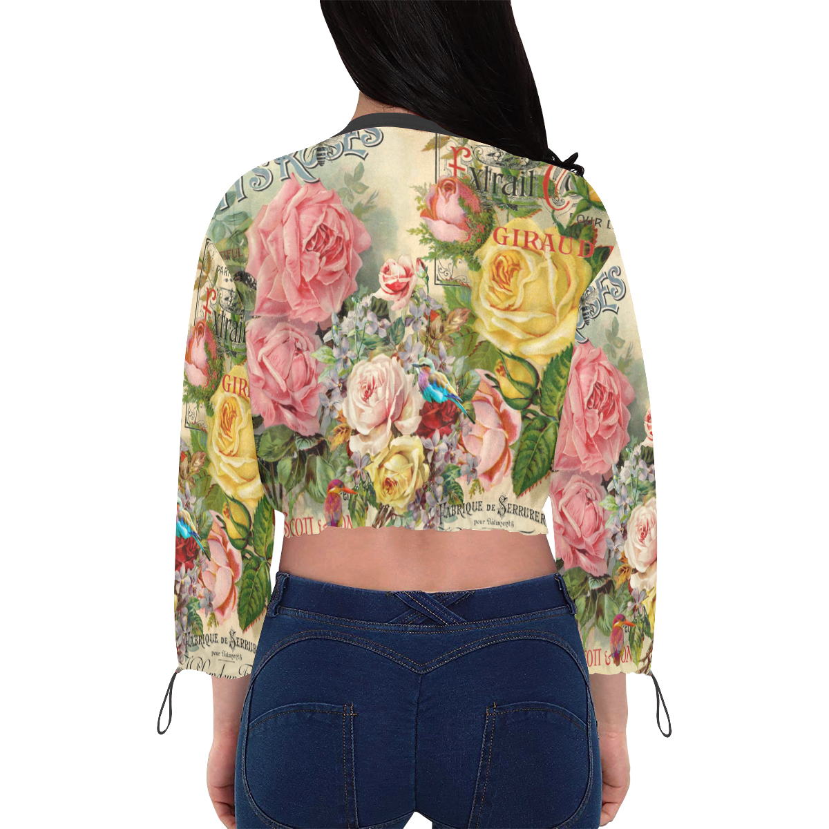 Scott's Roses Cropped Chiffon Jacket for Women (Model H30)