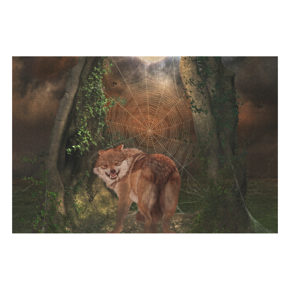 Awesome wolf in the night 1000-Piece Wooden Photo Puzzles