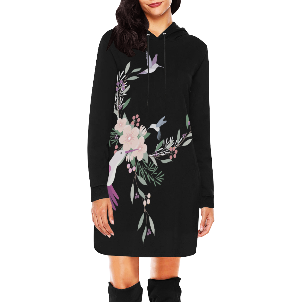 Nature Animals - The Spring Of Hummingbirds All Over Print Hoodie Mini Dress (Model H27)