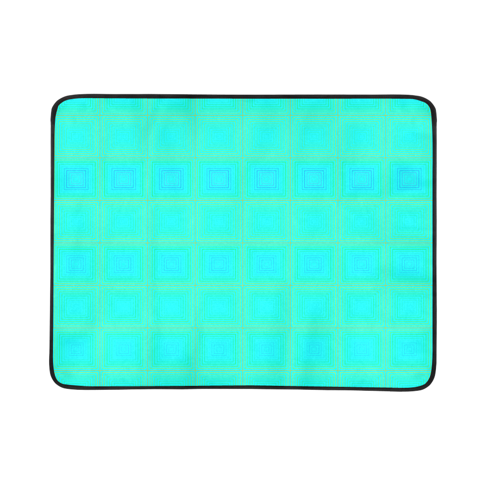 Baby blue yellow multicolored multiple squares Beach Mat 78"x 60"