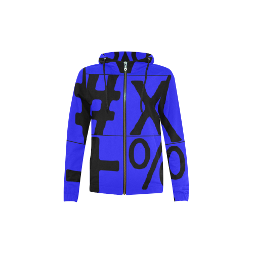 NUMBERS Collection Symbols Royal/Black All Over Print Full Zip Hoodie for Kid (Model H14)