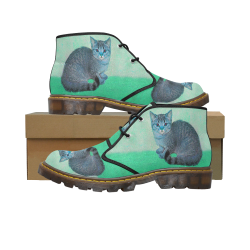 turquoise kitty Women's Canvas Chukka Boots (Model 2402-1)