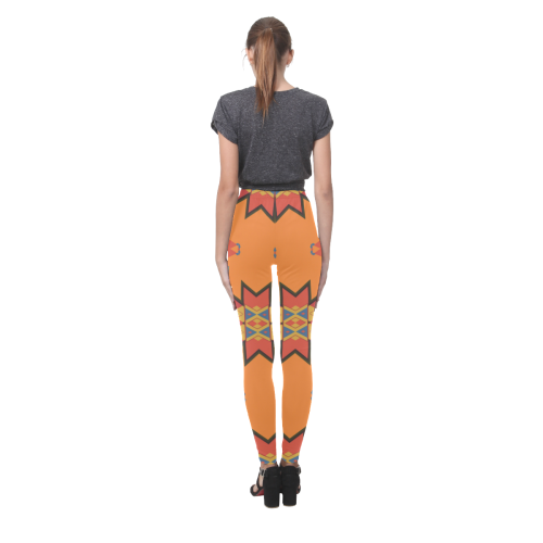 Misc shapes on an orange background Cassandra Women's Leggings (Model L01)