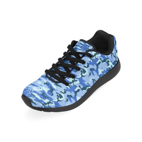 Woodland Blue Camouflage Kid's Running Shoes (Model 020)