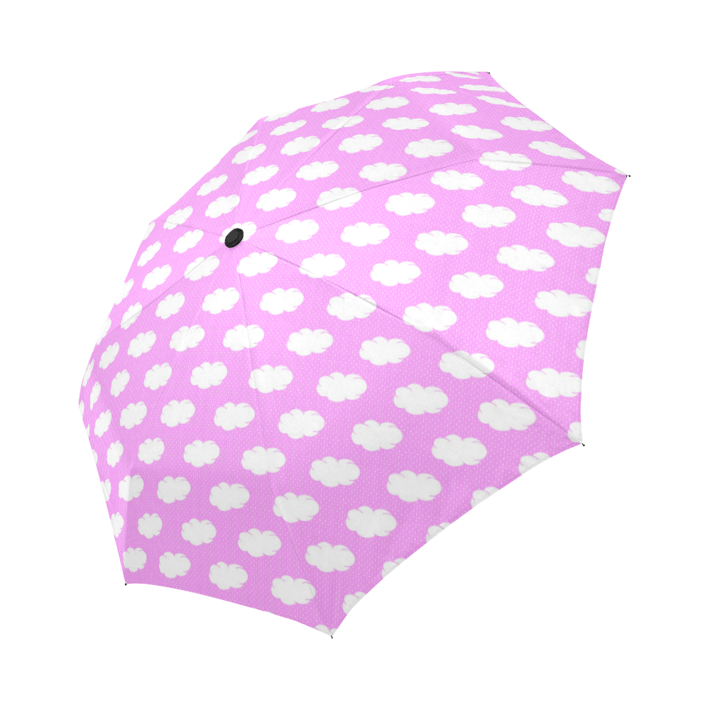Clouds and Polka Dots on Pink Auto-Foldable Umbrella (Model U04)