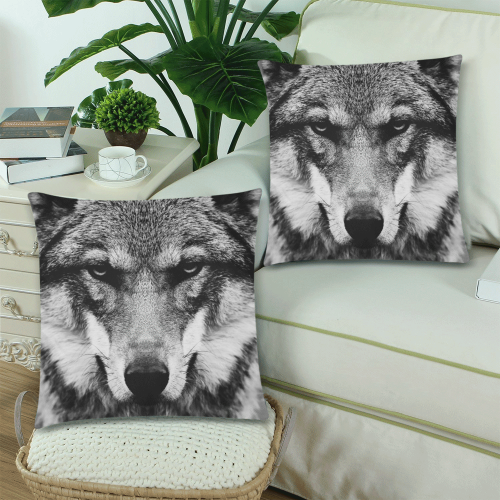 Wolf Animal Nature Custom Zippered Pillow Cases 18"x 18" (Twin Sides) (Set of 2)