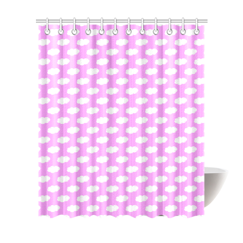 Clouds and Polka Dots on Pink Shower Curtain 72"x84"