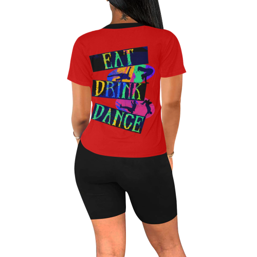Break Dancing Colorful / Red / Black Women's Short Yoga Set