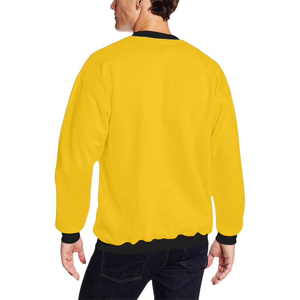 Lighthouse Modern Yellow Men's Oversized Fleece Crew Sweatshirt/Large Size(Model H18)